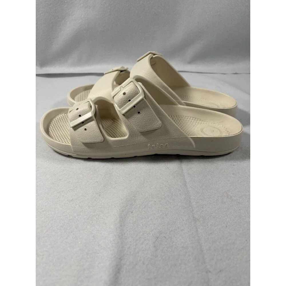 White Totes Women's Sol Bounce Slide Sandals with Buckle - Size 10